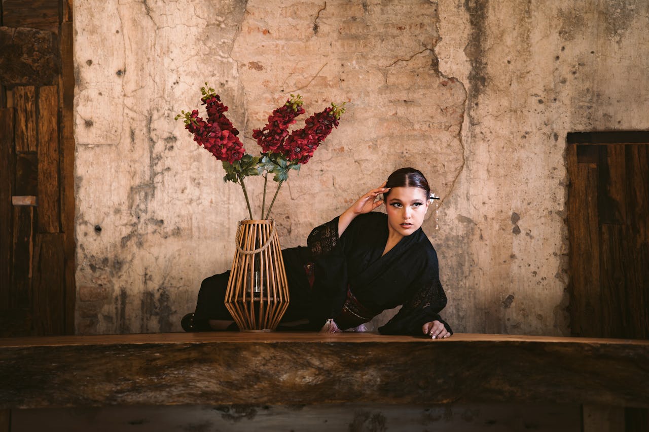 elegant-woman-in-traditional-attire-with-floral-decor-31871539